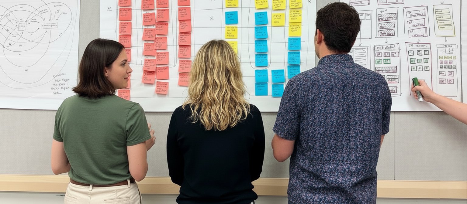People collaborate together to create an object map.