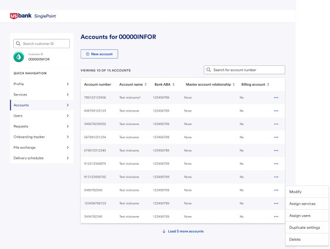 Redesigned Accounts page.